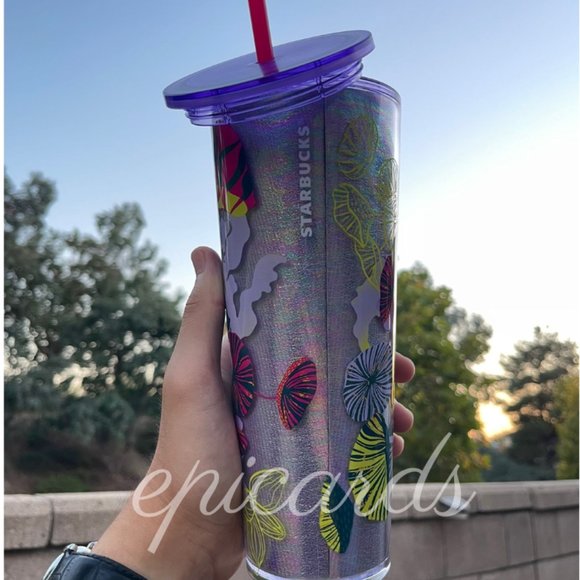 Starbucks Other - Brand New Starbucks Fall Collection Lilac Holo Jelly Fish Dome LidTumbler 24 oz